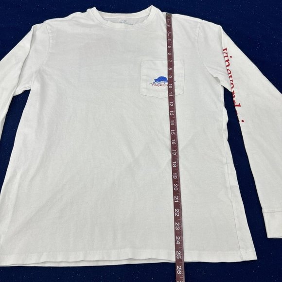 Vineyard Vines Shirt Men's‎ S White Long Sleeve Crew Neck Pocket Tee Sailfish - Picture 7 of 10